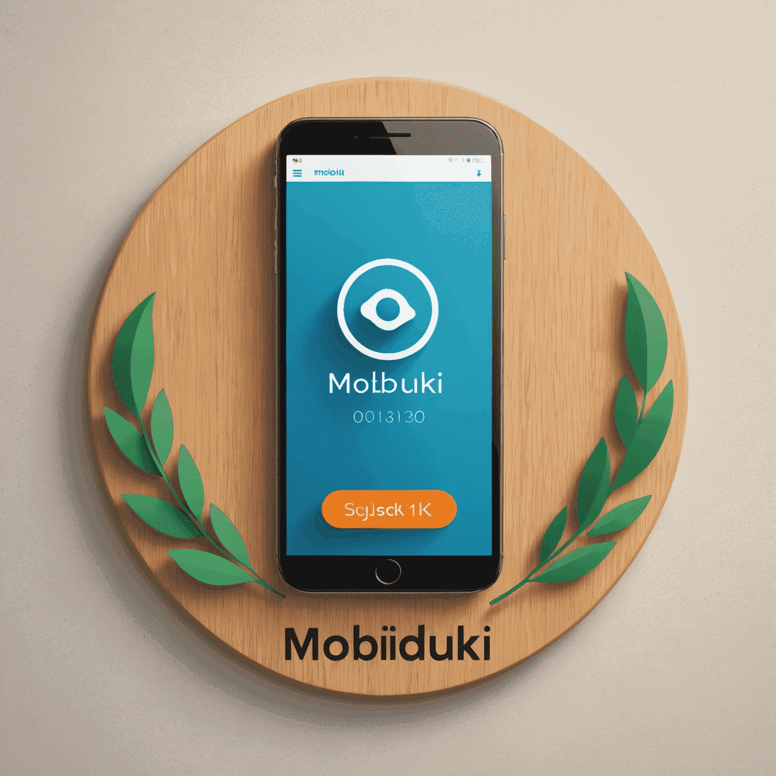 mobiduki logo - stylized text with a mobile phone icon