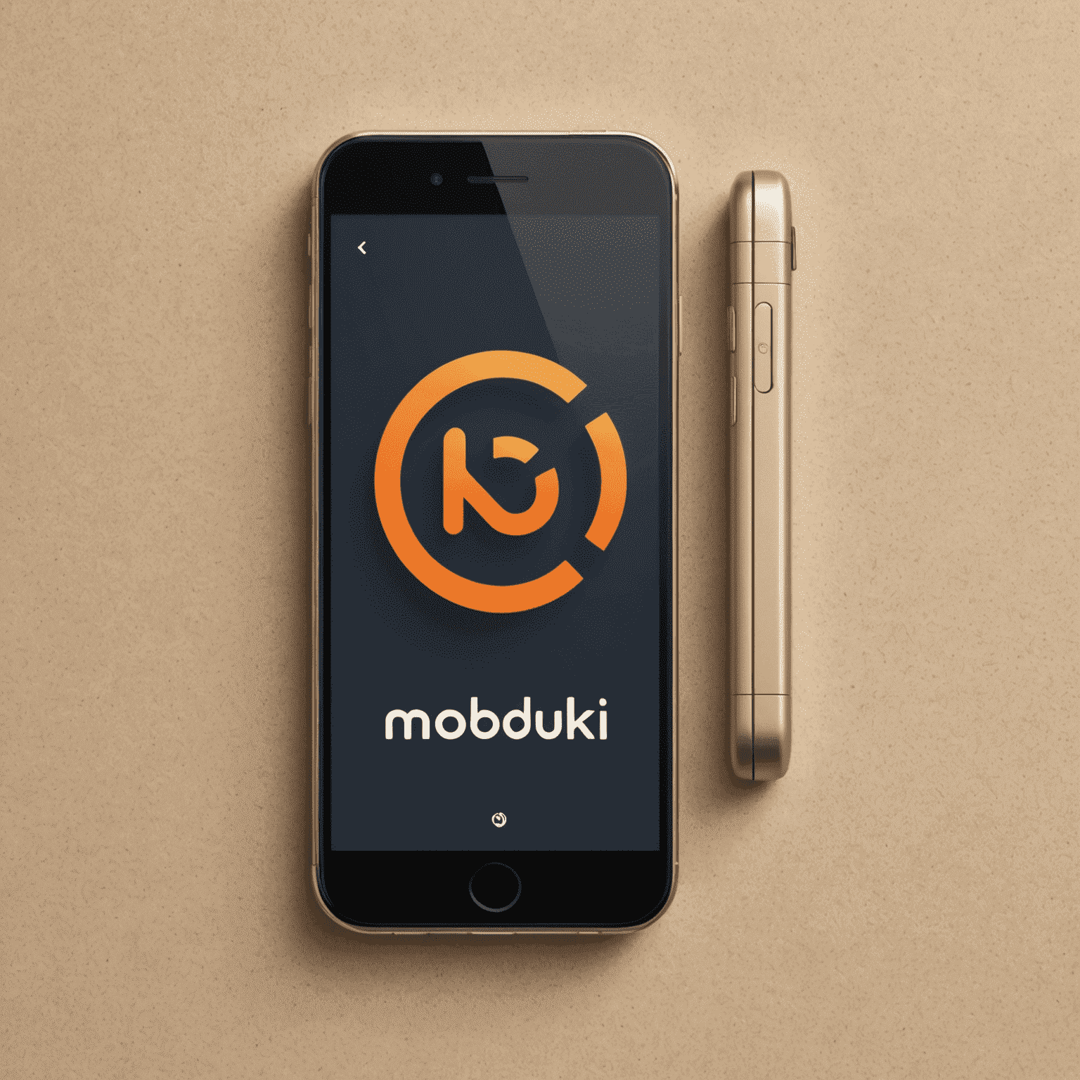 mobiduki logo - stylized text with a mobile phone icon