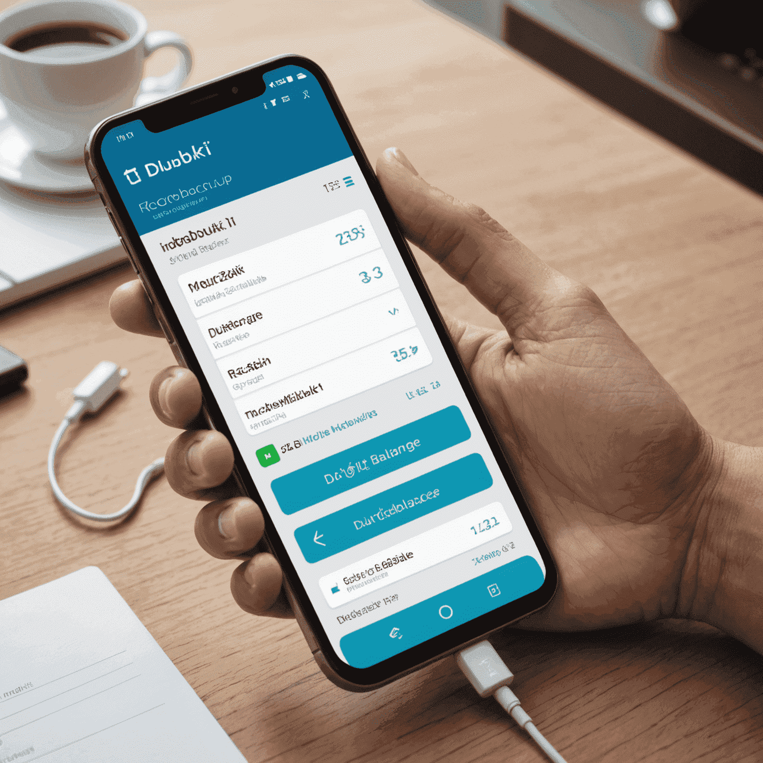 A smartphone displaying the du recharge interface with Mobiduki, showing options for quick and easy mobile balance top-up